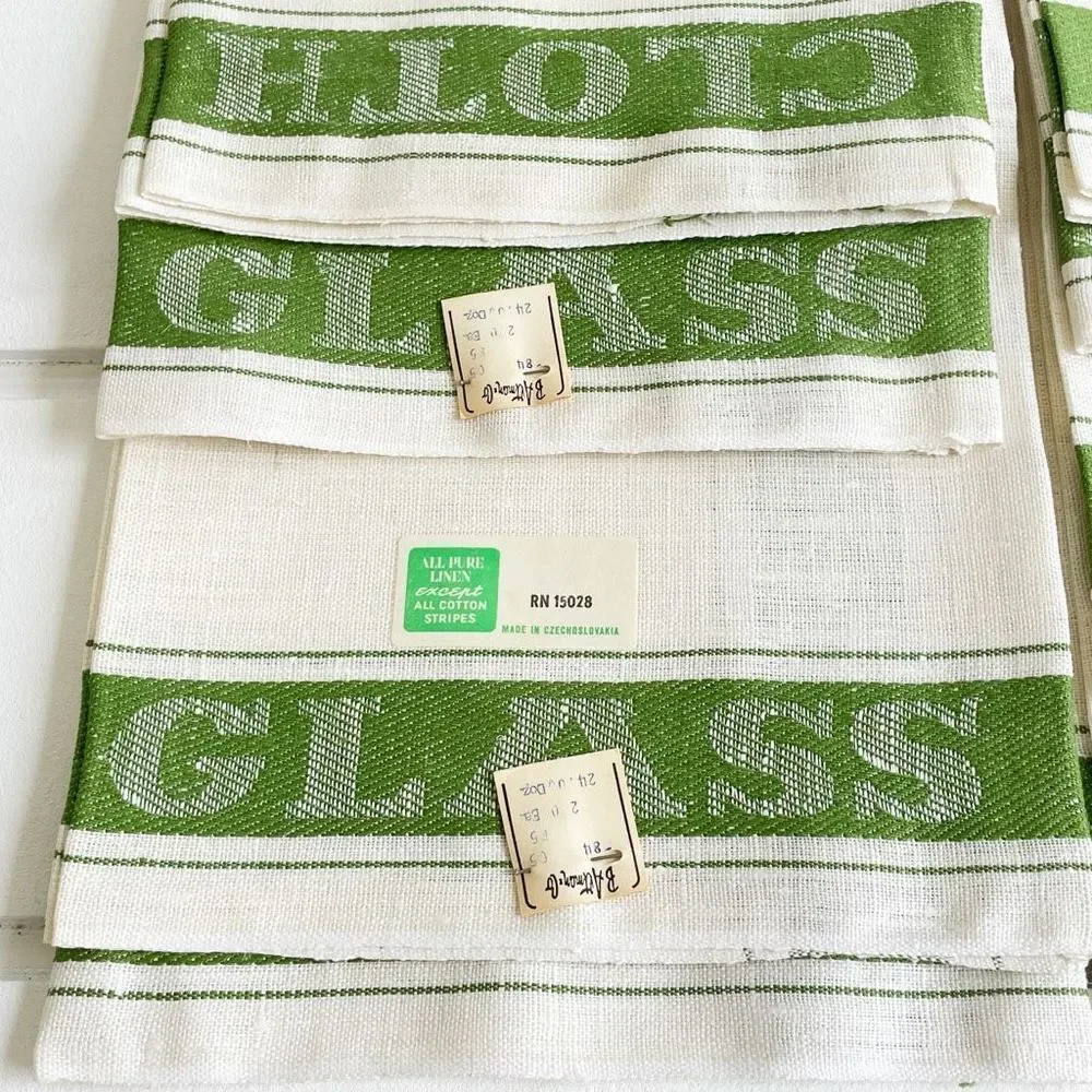 B Altman & Co Vintage 4 Piece Tea Towel Set Pure Linen 29.5